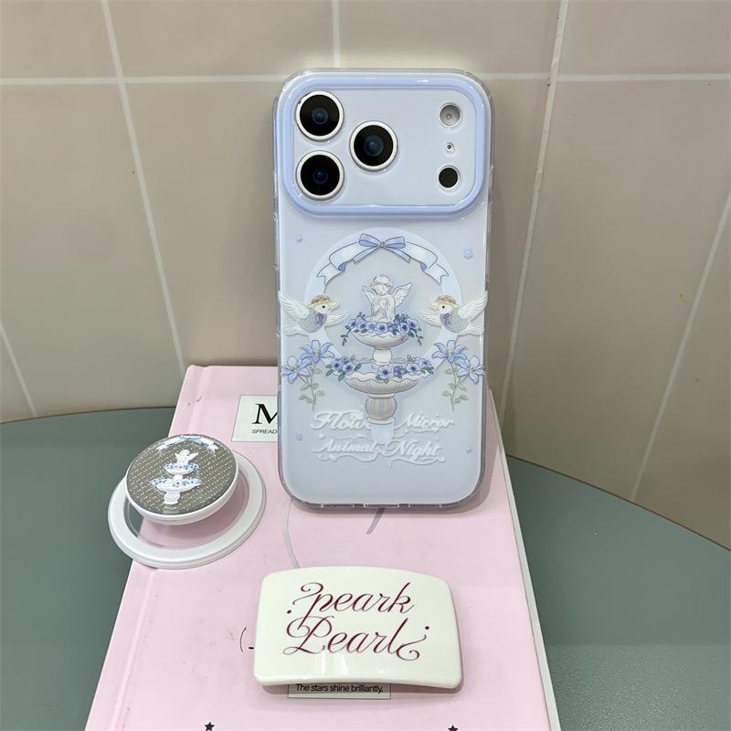 Французский Купидон Ангелочек Магнитный Чехол для Телефона для iPhone 14/15/16 Pro Max/17