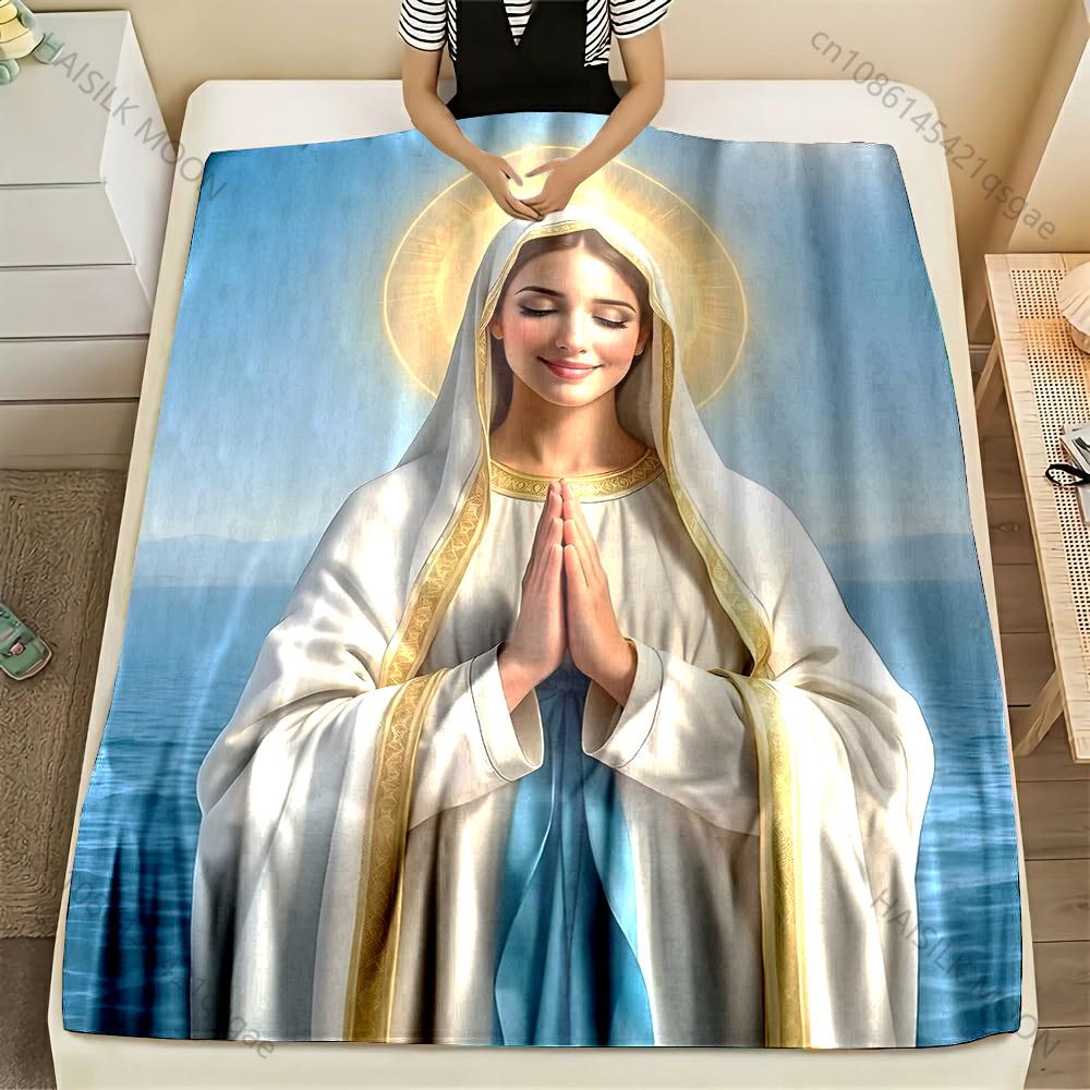1PC Praying saintly figure Print Blanket Warm Soft Fluffy Kids and Adult Sofa Bed Throw Blanket Outdoor Travel Camping RV