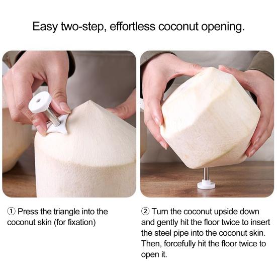 3 шт. Дырокол для кокосовых орехов Компактный прочный из нержавеющей стали Легко хранить Простое управление Многоразовый открывалка для кокосов
