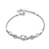 Women Bracelet Heart To Heart Cubic Zirconia Birthstone Alloy Bracelet Christmas Gifts Wrist Accessory