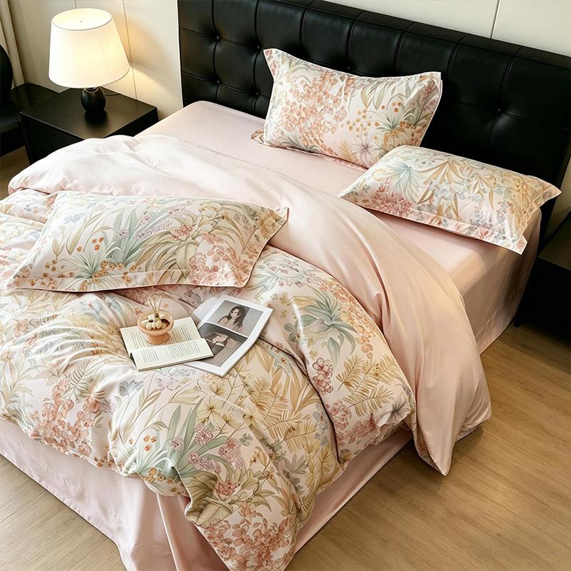 60 Piece High-End Cotton High Count Cloud Satin Printed Four Piece Set