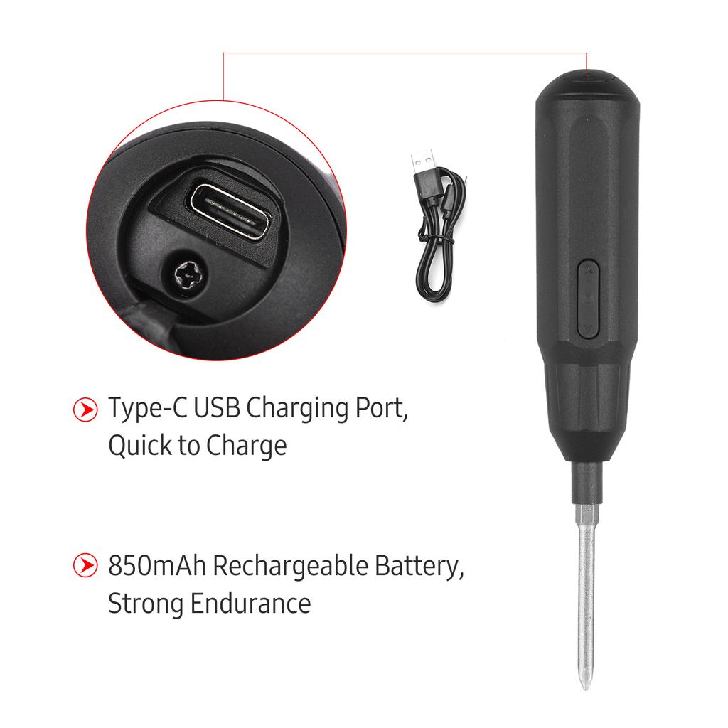 NANWEI 3.6V Mini Cordless Screwdriver with Slotted Cross Screw Bit Hand Tool Electric Screwdriver USB Rechargeable Handheld Screw Driver with 2-color