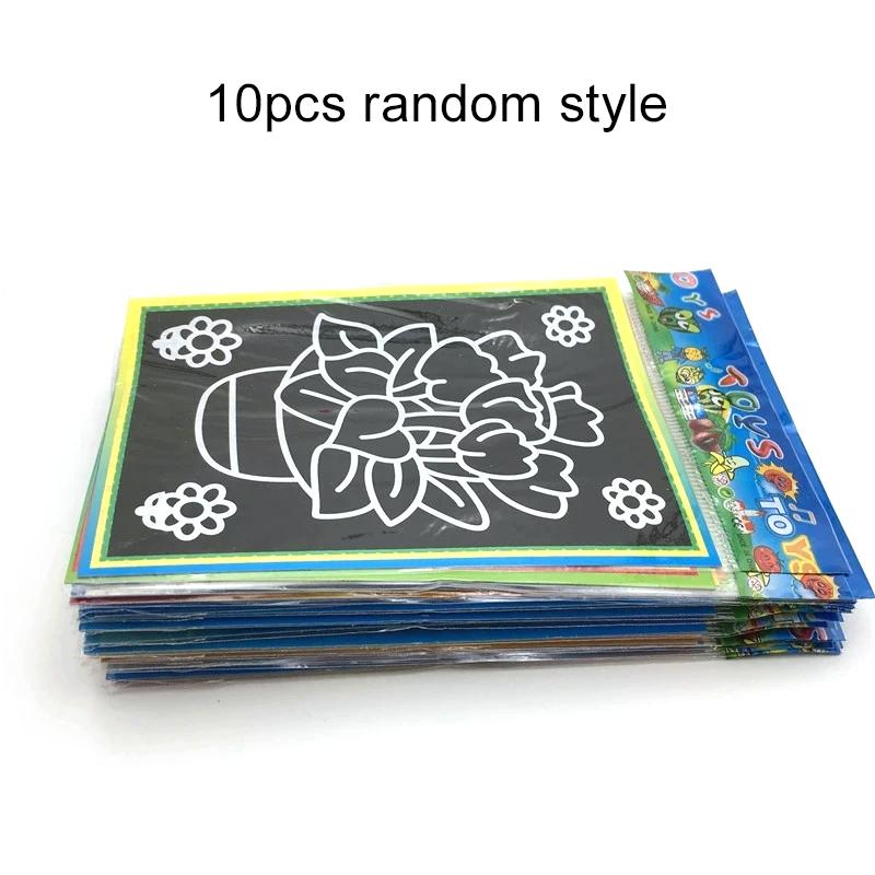 10pcs Children Scratch Painting Colorful Drawing Toys DIY Paper Cartoon Art Supplies Handmade Graffiti Kid Birthday Gifts TMZ