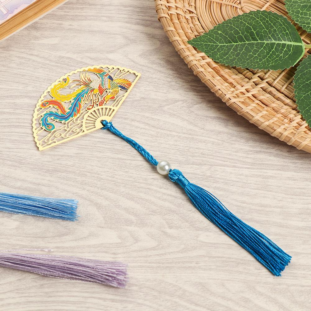 Канцелярские товары Цветок Журавль Металлическая скрепка для книг Складной веер Форма Латунная закладка Разделитель страниц