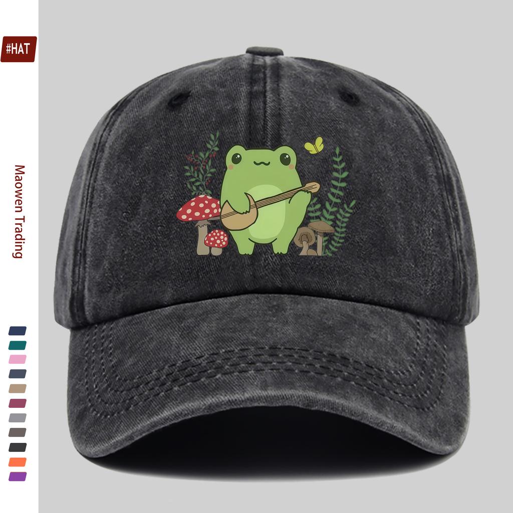 pc Cute Frog Print Baseball Cap Easy Decor Hat for Home Leisure MultiColor Optional Comfortable And Lightweight Adjustable