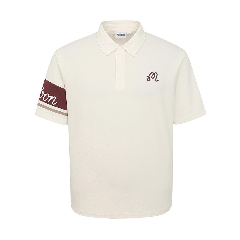 MALBON GOLF Color-Blocked Raglan Polo Shirt Cream (Man)