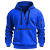 Men's Fleece-Lined Hooded Sweatshirt with Zipper and Multi-Pocket Design for Autumn/Winter Casual Sports Fashion