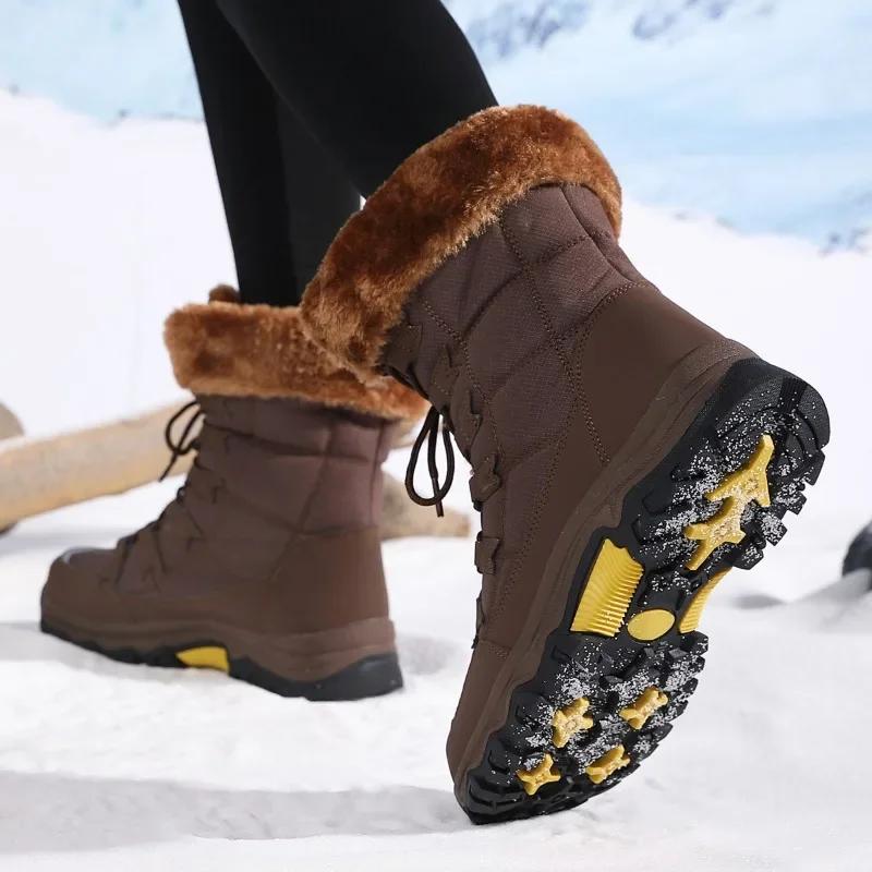 New Cotton Shoes Waterproof and Cold Proof Long Boots for Women Outdoor with Thick Velvet and Warmth Snow Boots