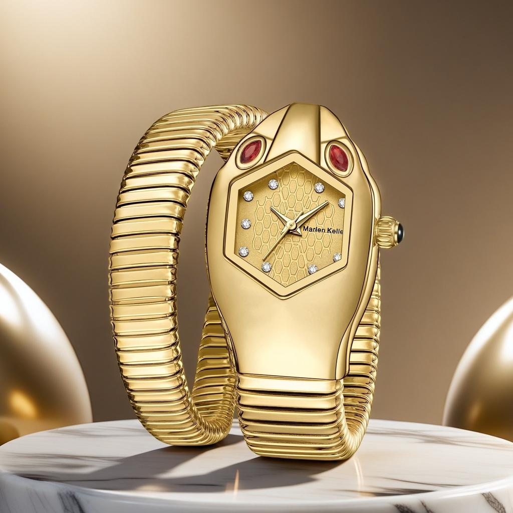 Часы Женские Роскошные Бриллиантовые Уникальной Формы Змеи Водонепроницаемые Кварцевые Женские Часы Часы