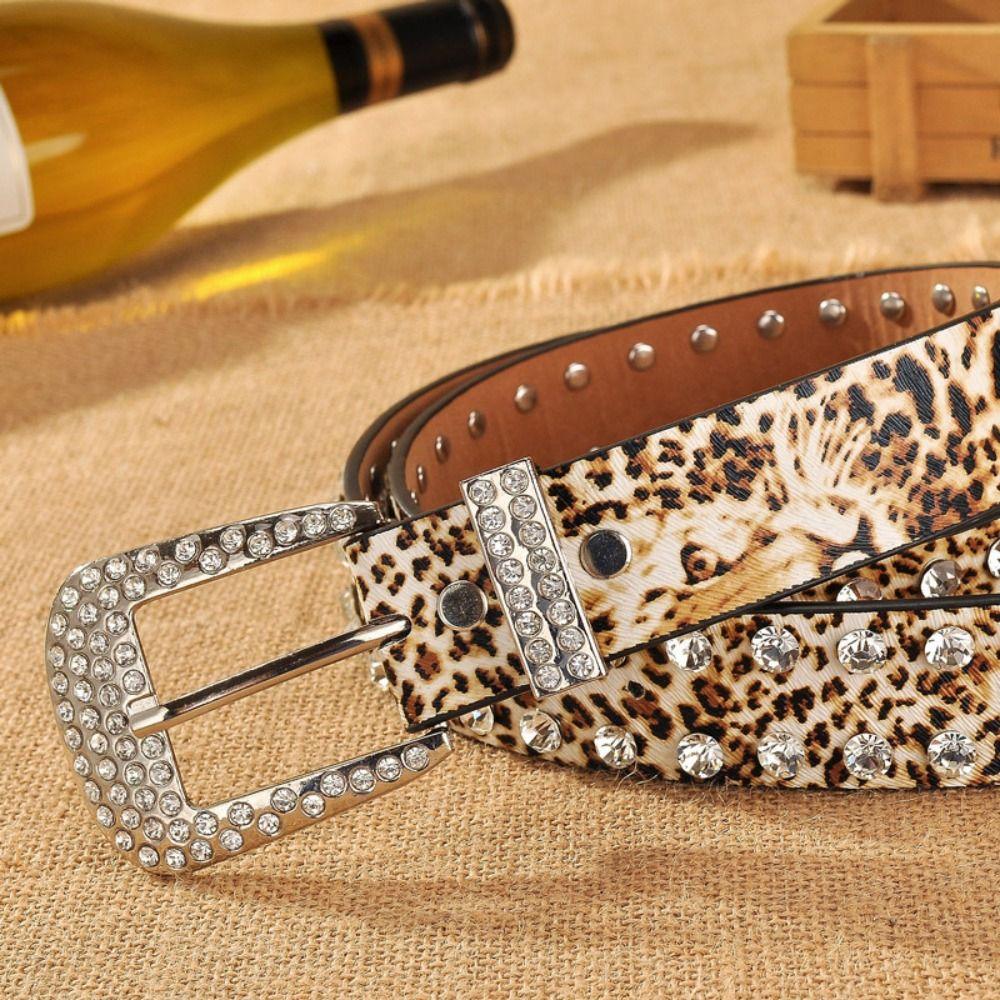 Gothic Rivet Waistband PU Leather Spicy Girls Belt Fashion Rhinestone Belt For Jeans