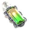 Bi-Color Tourmaline Handmade 925 Sterling Silver Jewelry Pendant 2.60" g3Z78