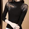 Half-high Neck Hollow Base Shirt for Women's Autumn Clothes New Black Inner Wear Fashionable Ironing T-shirt Knitted Top