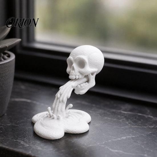 Череп и Водная Текстура Модель 3D Печатный Поток Орнамент, Креативная Статуэтка с Долговечной Фигурой, Устойчивое Основание, Компактное Готическое Украшение, Хэллоуин