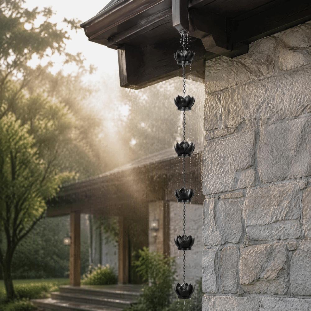 Black Gutter Rain Chain 153cm Length Downspout Rain Chain Downspout Alternative  For Gazebos