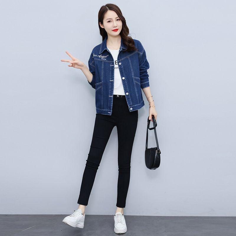 Модный тренд Куртка из мягкого денима свободного кроя для женщин, Идеально подходит для весенних и осенних мероприятий на открытом воздухе