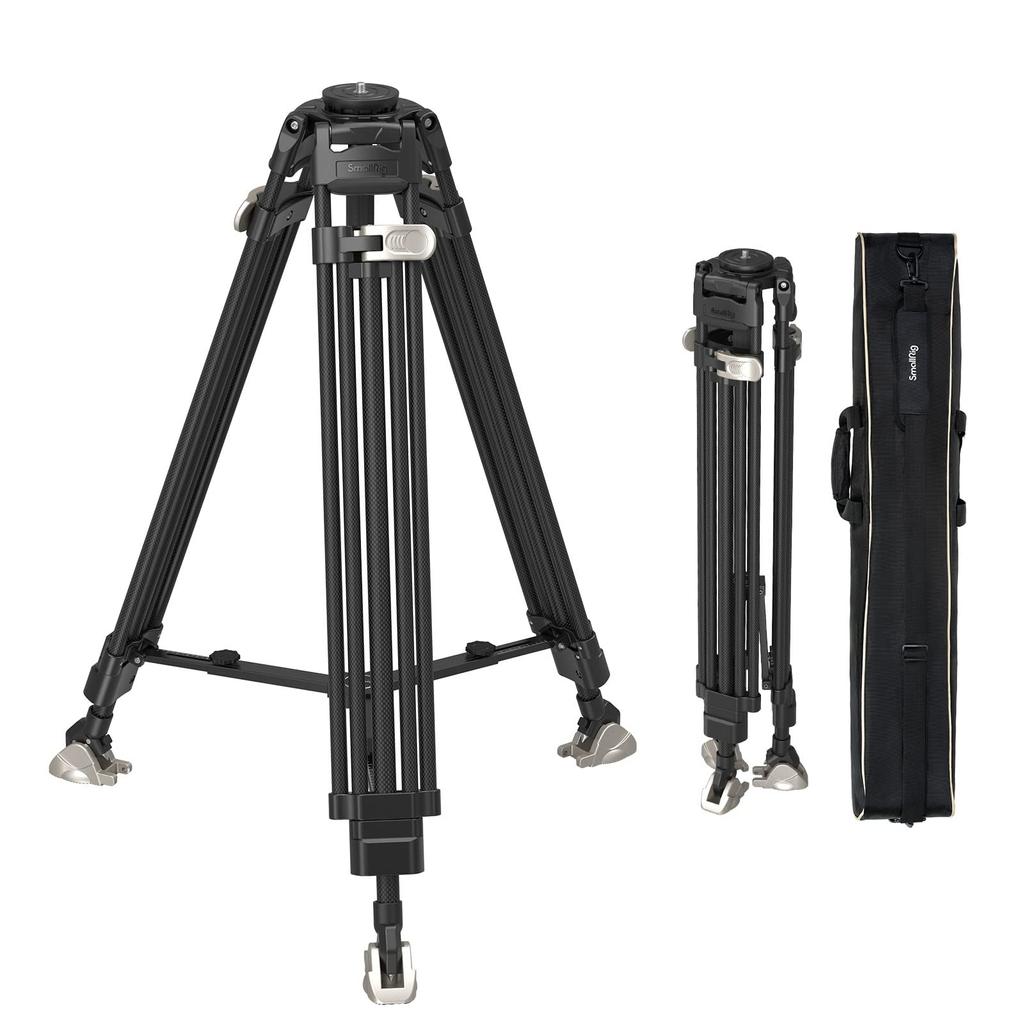 SmallRig Video Made of 3 Tiers Capacity Height Large Telescopic 3 Legs for Cameras Heavy Duty Flat Base Video Kit Compatible with Professional Fluid