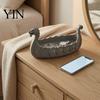 Functional Resin Art Decor Dragon Boat Storage Case, Decorative Space Saving Desktop Small Trinket Dish for Entryway Organizer, Matte Finish Sculpture