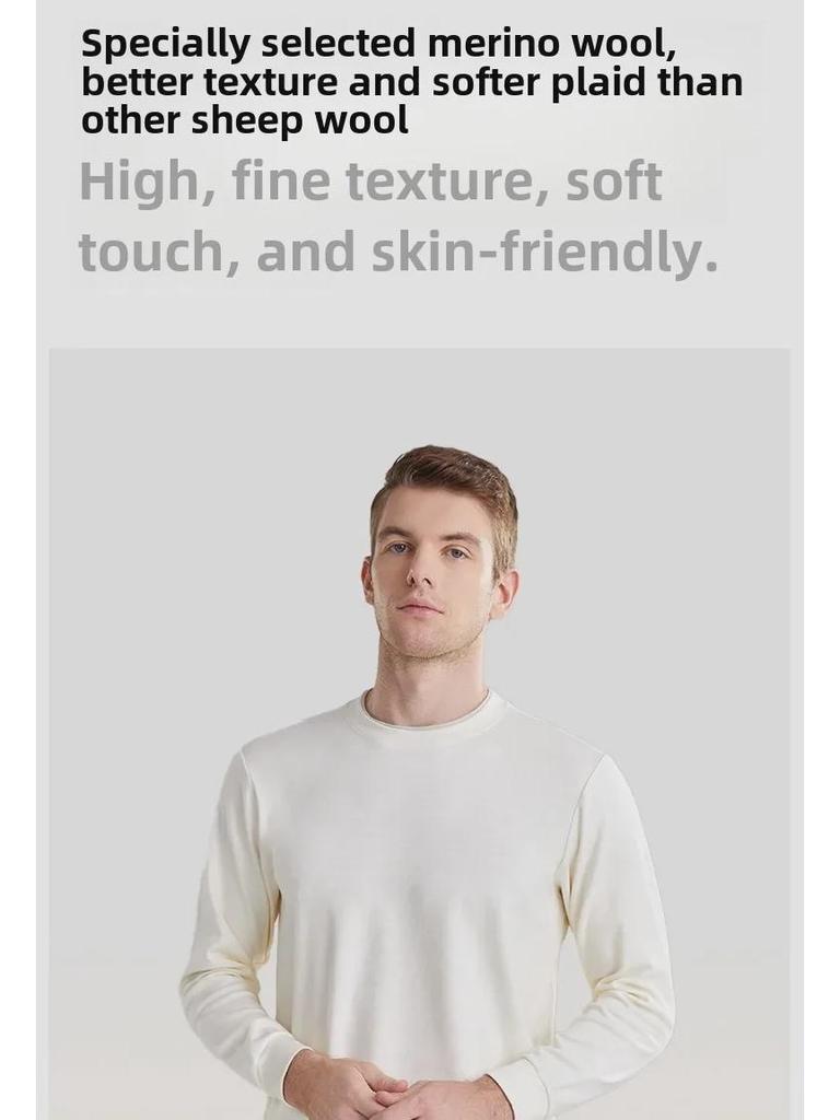 Men's Merino Wool Cotton Fleece Sweater - Autumn Style Warm Top