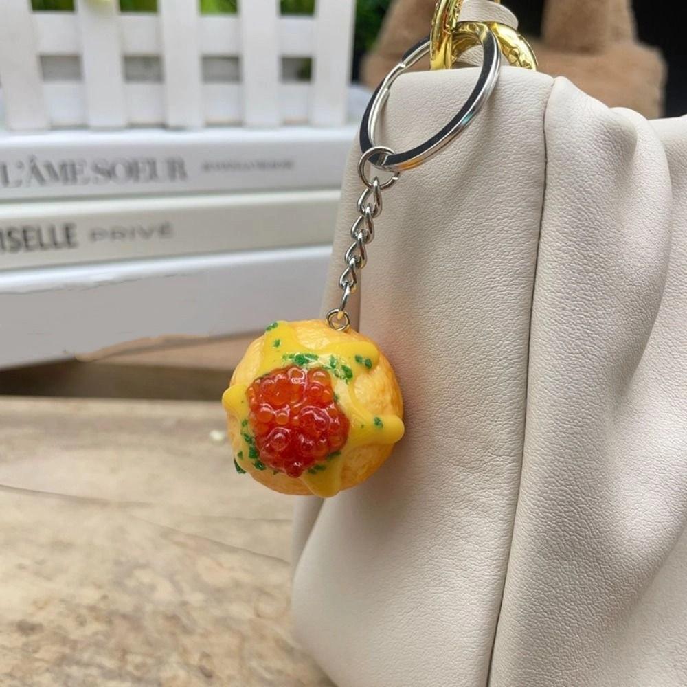 Jewelry Accessories Takoyaki Pendant Bag Pendant PVC Keychain Cute Simulation Food Key Chain Gift