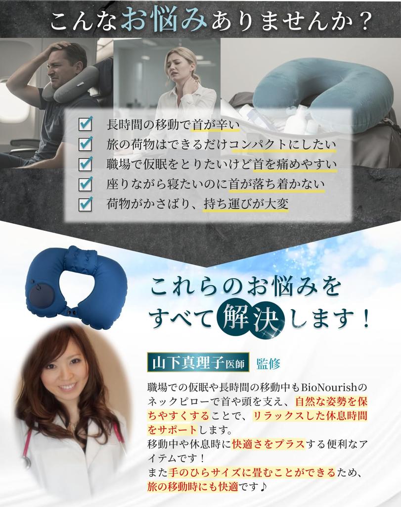 Подушка для шеи для самолетов Воздушный насос, который надувается вручную x Сумка для хранения Подголовник Воздушная компактная подушка для самолета Удобная вещь для путешествий BioNourish