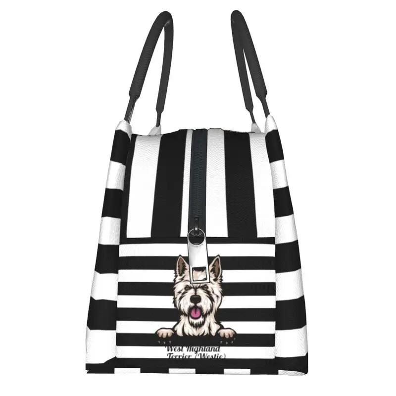 Изготовленная на заказ сумка для ланча Peeking Dog West Highland White Terrier, термохолодильник, изолированные ланч-боксы для пикника, кемпинга, работы, путешествий
