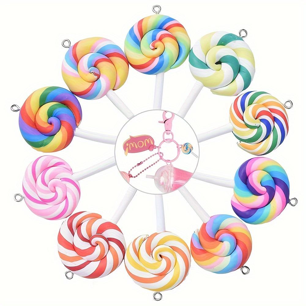 5/10/20pcs Colorful Candy Pendant Polymer Clay Candy Candy Pendant Mobile Strap Key Bag Decoration DIY Jewelry Making