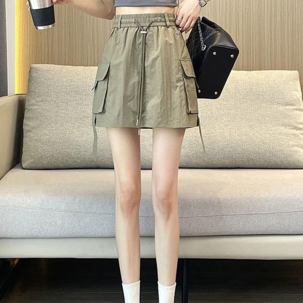 Loose Wide Half Leg Skirts Lace Up Cargo Skirts Fashion Causal Skirts Women  Streetwear