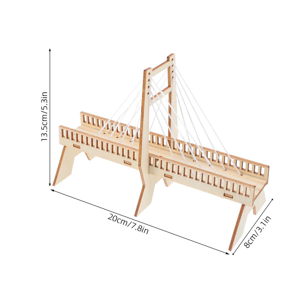 DIY Wooden Cable-Stayed Bridge STEM Assembly Kit Physics Structure Science Experiment Educational Engineering Teaching Model