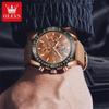 Luxury Quartz Watch for Men Nubuck Leather Strap Waterproof Chronograph Wristwatch New In Moon Phase Man Watch