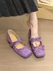 Фиолетовый таро! Нежный бант однословный ремень внутренняя высота увеличение Мэри Джейн туфли женские весенние замшевые платформа одинарные туфли