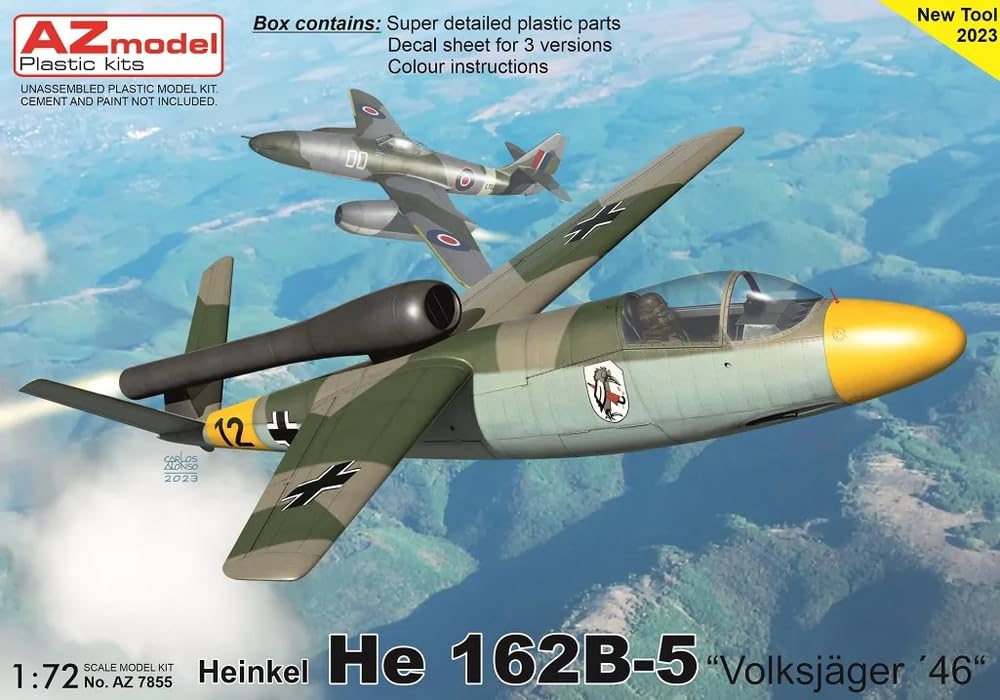 AZ Model 1/72 Немецкий He 162 B-5 Volksjäger 1946 Пластиковая Модель-Набор AZM7855