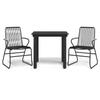 3 Piece Outdoor Dining Set Black PVC Rattan