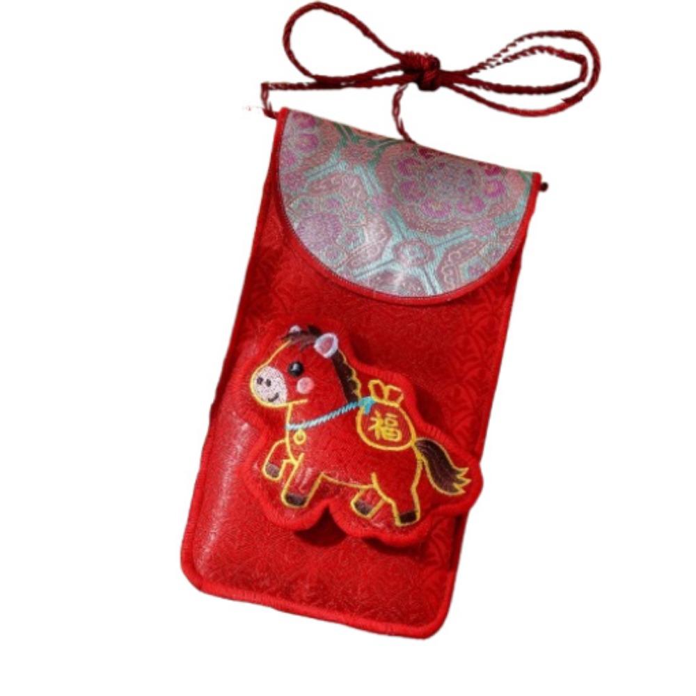 Chinese Style Horse Year Money Envelope Cartoon Creative Lucky Red Pocket Festival Thickened Cloth Red Envelope Chinese New Year