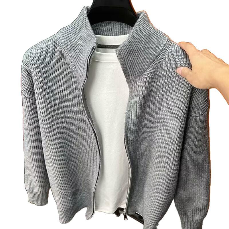 Men's Half-High Collar Zipper Cardigan: Autumn/Winter Loose Casual Knitwear, Korean Style Sweater Jacket