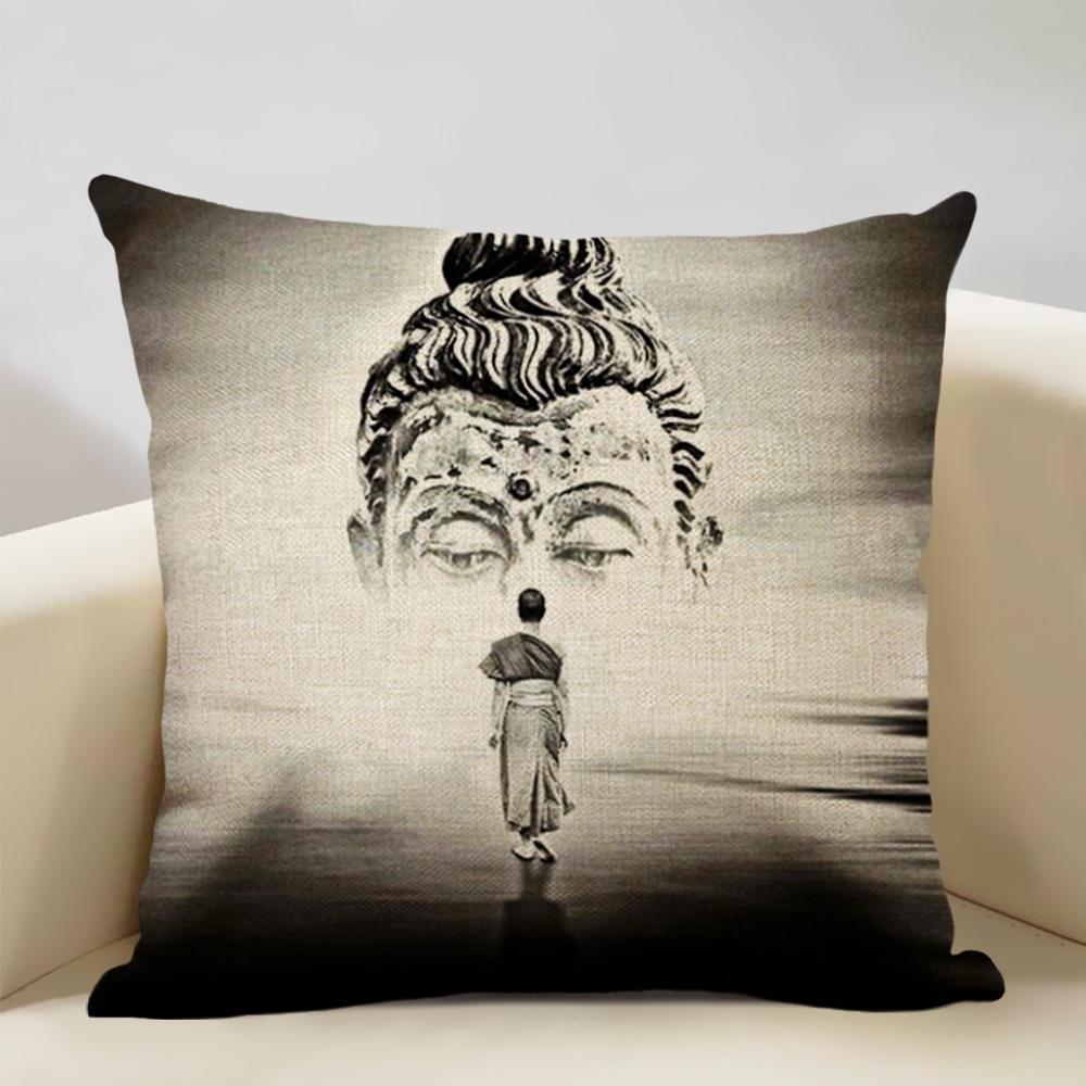Home Decor Cushion Cover 45x45cm Pillowcase Decoration Buddhist Portrait Art Pattern Home Textile Pillow Cases