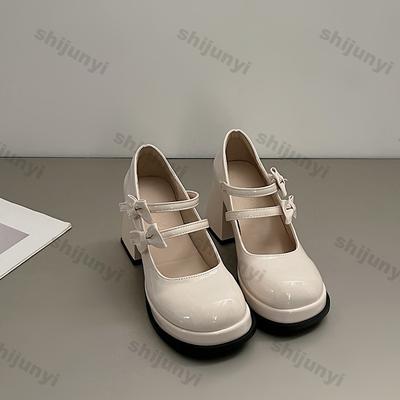 Модные женские туфли-лодочки Мэри Джейн на толстой подошве, на толстом высоком каблуке, кожаные туфли, женские туфли с квадратным носком, весенняя модная обувь для вечеринок, кожаные туфли Мэри Джейн