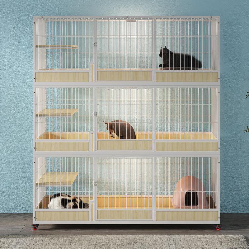 Solid Wood Multi-Layer Cat House Cage with Large Space for Breeding