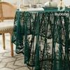Rustic Green Lace Round Tablecloth Wedding Party Decor American Vintage Style Floral Table Cover