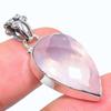 Natural Rose Quartz Gemstone 925 Solid Sterling Silver Gift Pendant 1.42" O2s24