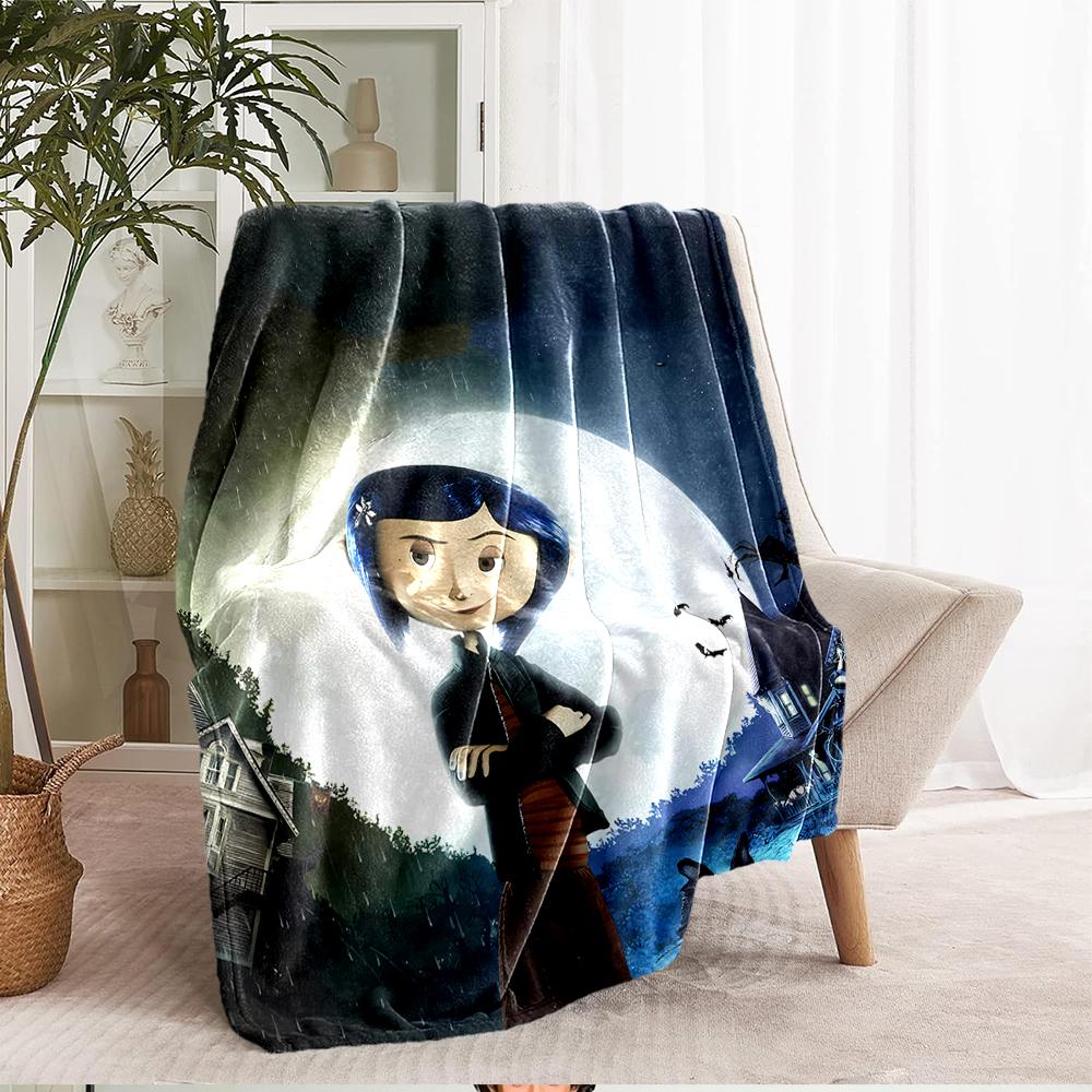 Coraline Theme Printed Blanket - Perfect for Couch, Bed, Travel & Outdoor Use | Machine Washable, Cozy & Durable.