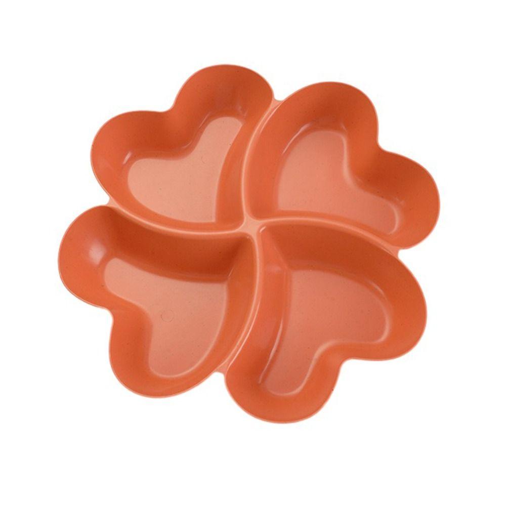 4-Compartment Appetizer Serving Platter Wheat Straw Unbreakable Food Storage Tray Four Leaf Clover Shape Snacks Serving Dish