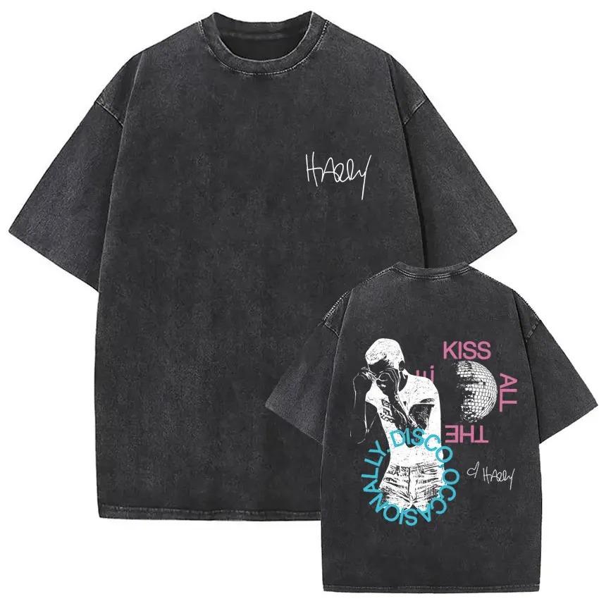 Hot Sale Harry Styles Graphic Print Tshirt Men Women Loose Casual Vintage Washed Cotton Summer New Tee Oversized Streetwear Top