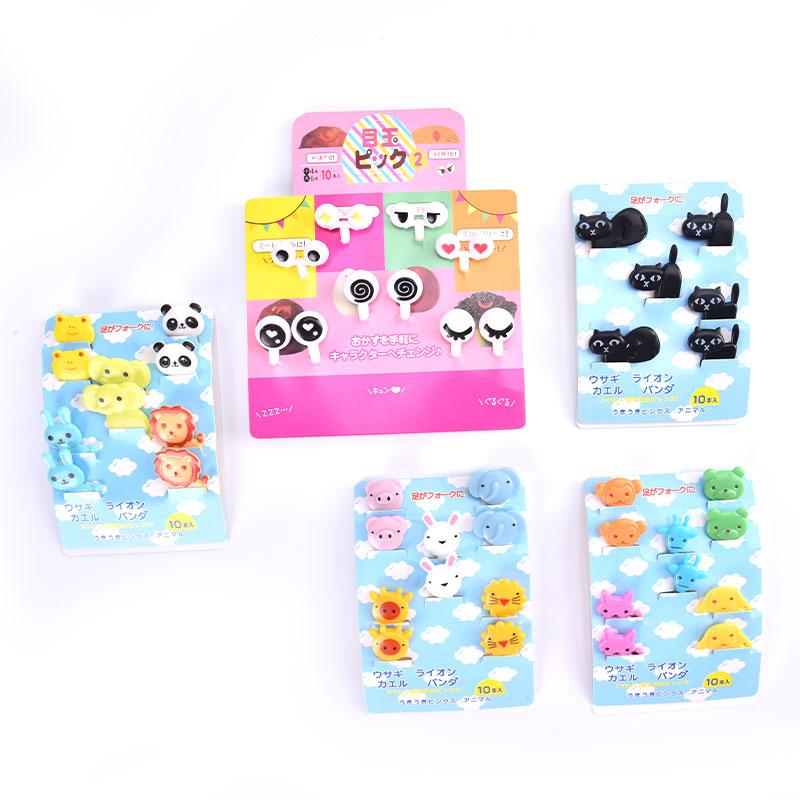 Фруктовая вилка, мини-мультфильм, детская еда, выбор фруктов, зубочистка, декор для вечеринки, случайный цвет