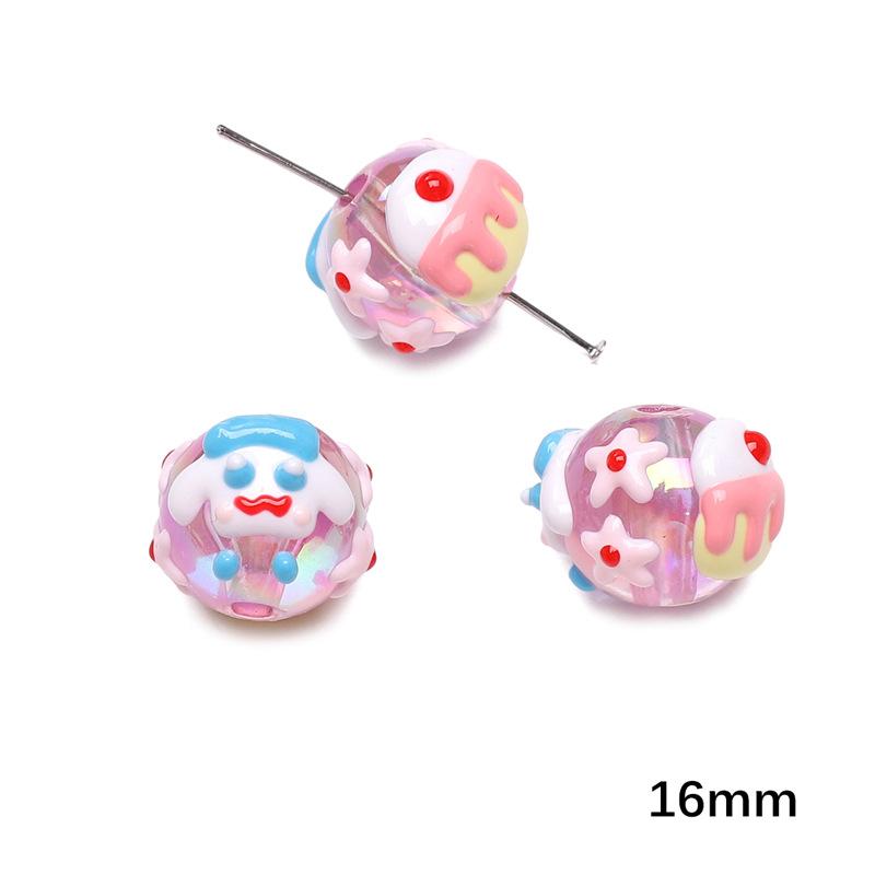 Handmade Beads Acrylic Double-sided Hand-painted Round Beads Graffiti Handmade Beads Diy Weaving Cell Phone Chain String Loose Beads Material