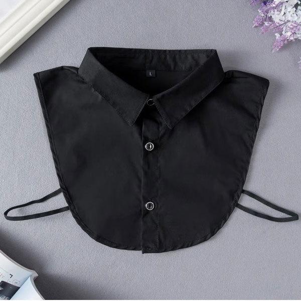 Women Fashion Solid Colour Black White Vertical Small Flip Collar Detachable Versatile Shirt Jumper Jumper Fashion False Collar