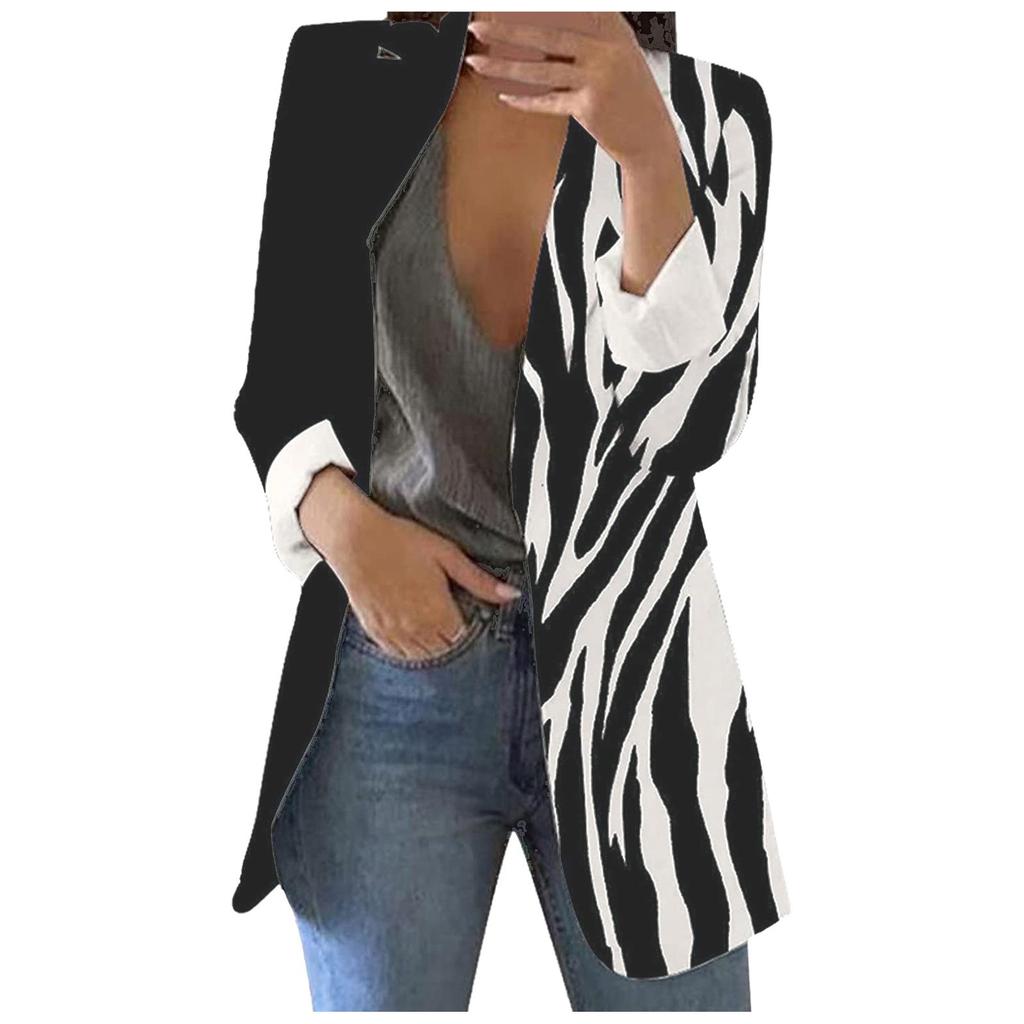 Women's Fashion Lapel Printed Jacket Temperament Casual Suit Jacket