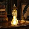 Decorative Witch Figurine Skeleton Resin Figurine, LED Light Up Gothic Statue, Spooky Handcrafted Statue Dark Fantasy Ornament for Desk, Shelf, Mantel
