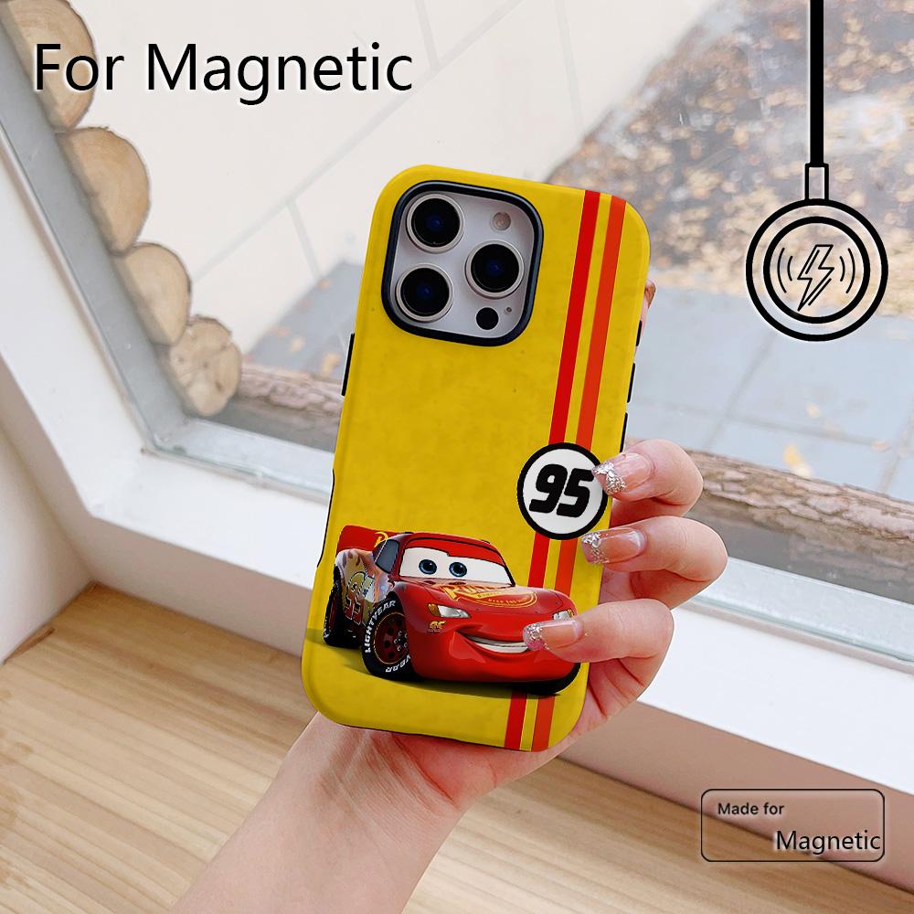 Чехол для телефона Cars Молния МакКуин 95 для iPhone 17 16 15 14 13 12 11 Pro Max Plus Air Роскошный Магнитный Двухслойный Задний Чехол