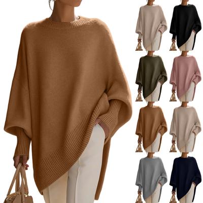 Женский повседневный свитер крупной вязки с круглым вырезом