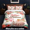 Floral Theme Custom Text Or Name 3Pcs Bedding Set,1 Flat Sheet & 2 Pillowcases Personalized Home Bedding